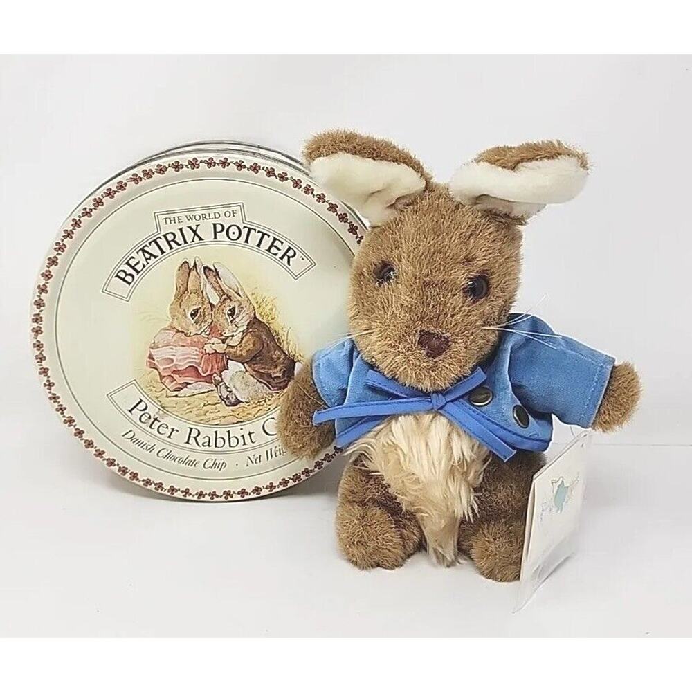 1983 Beatrix Potter Peter Rabbit Plush Eden Toys‎ w/ Cookie Tin BB32